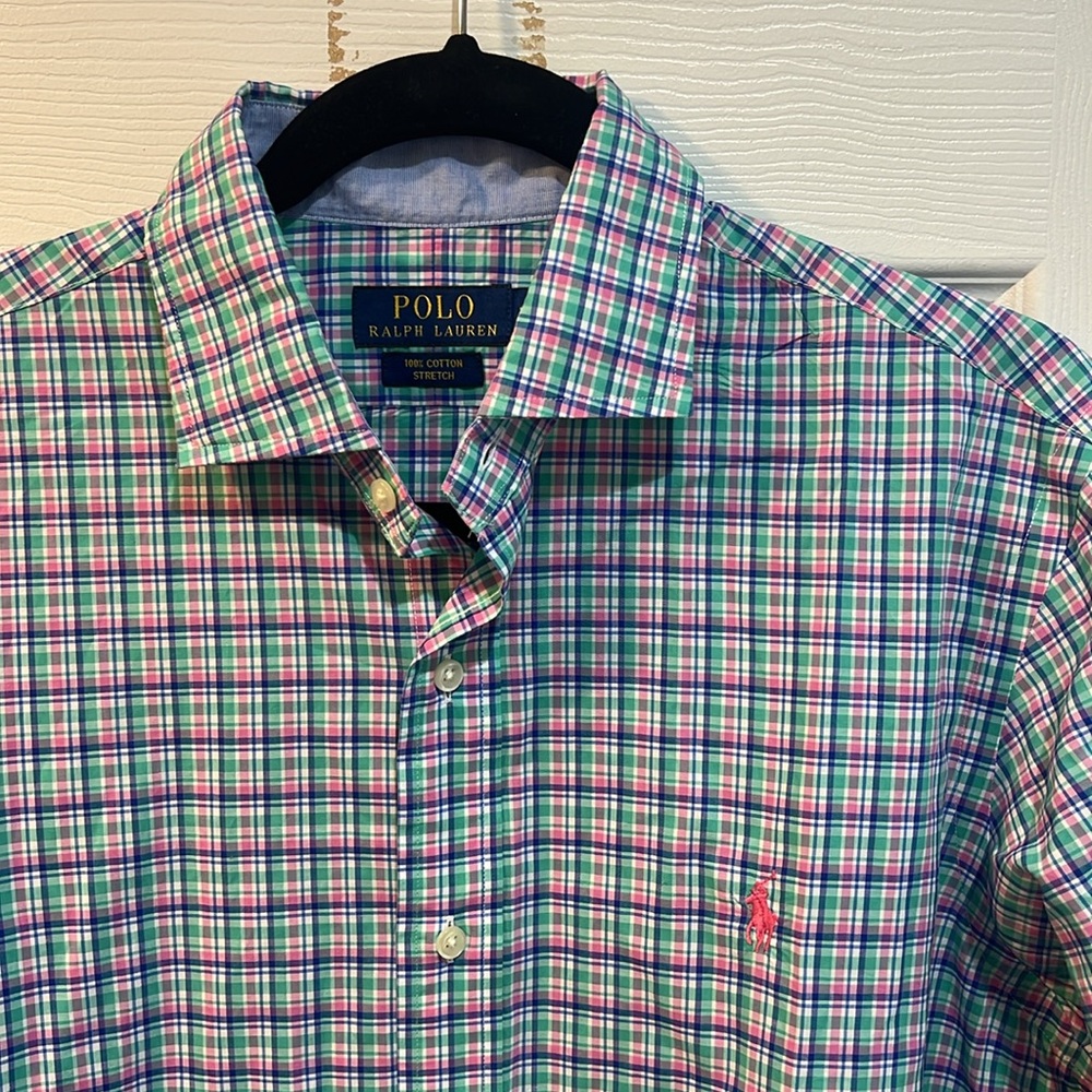 Polo by Ralph Lauren Blue Green Plaid Casual Button Down Shirt